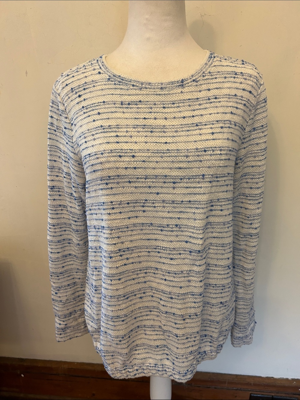 Loft Casual Striped Crewneck blouson blouse Size S EUC